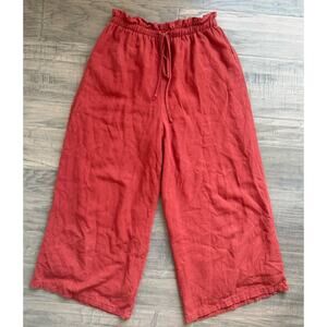 Esther & Co Women’s Rust Linen Cropped Wide Leg Ankle Pants Size 10 Lagenlook